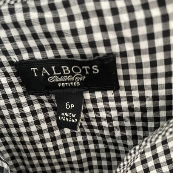 Talbots 6P Black Gingham Midi Fit And Flare Sweetheart Neckline With Straps - Picture 3 of 7